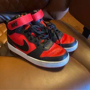 Nike Kids Black and Red High-Top Sneakers